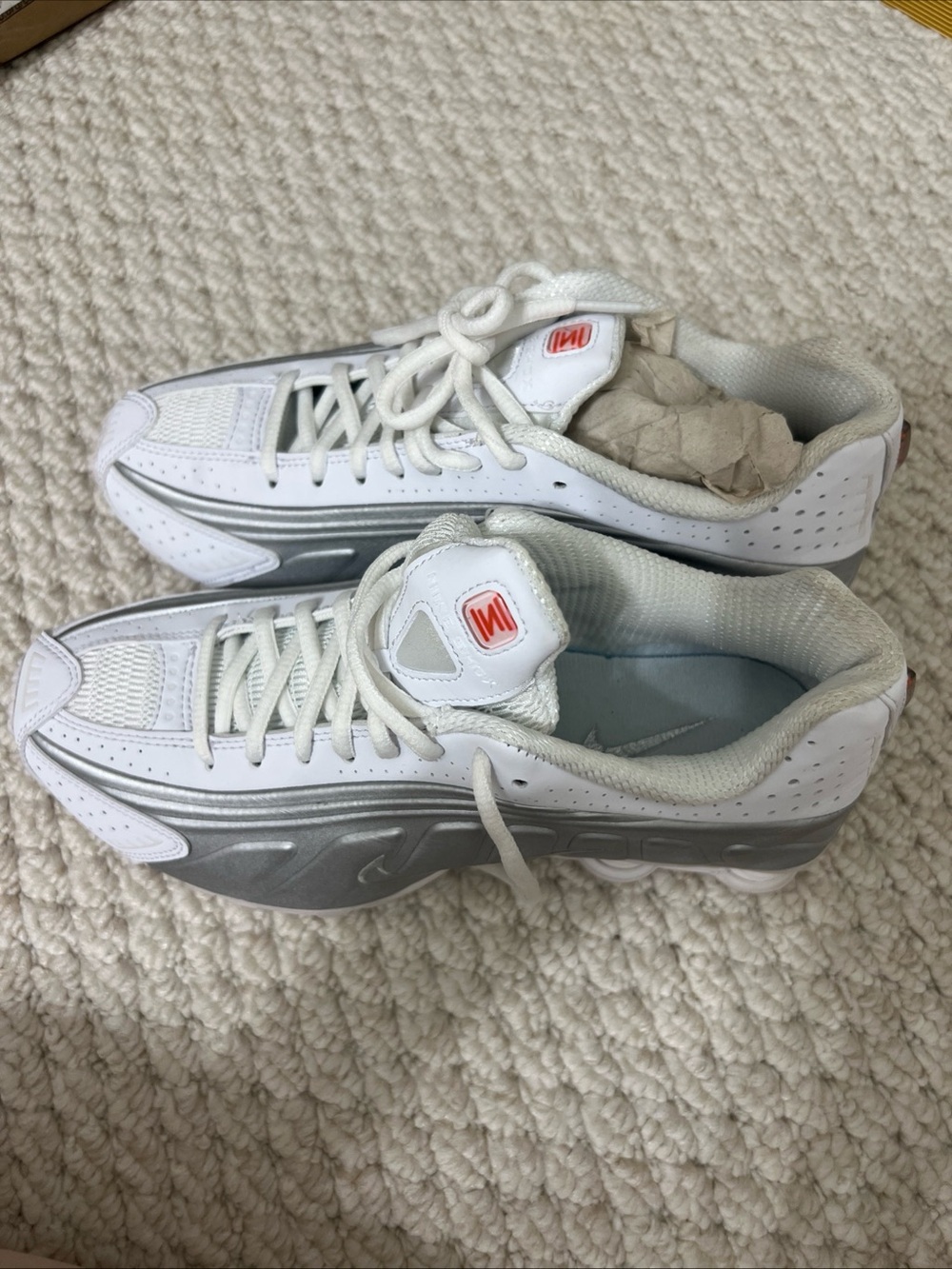 Nike White and Silver Women's Running Sneakers
